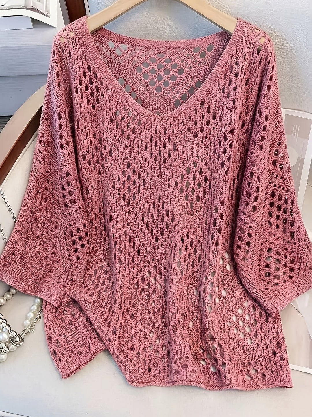 Edith™ | Open-Knit V-Neck Jumper