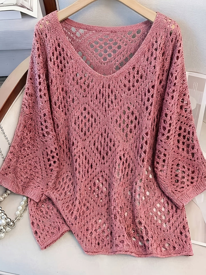 Edith™ | Open-Knit V-Neck Jumper