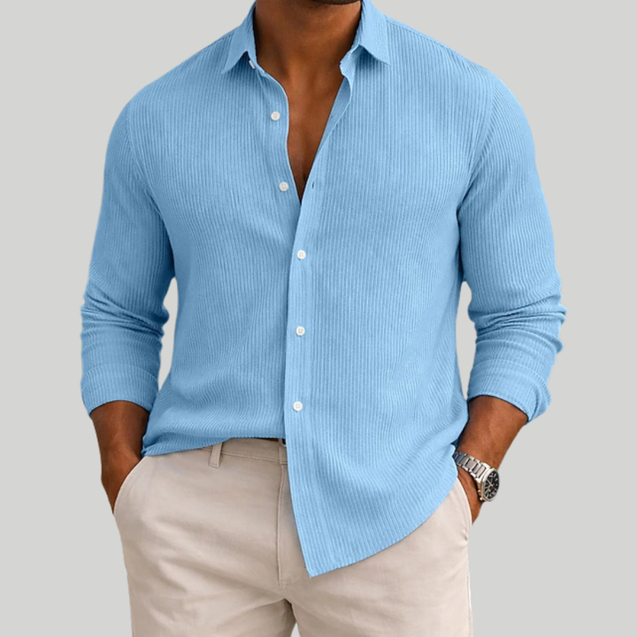Ribbed Summer Luxe Button Shirt
