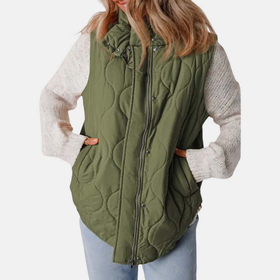 Cindy | Quilted Puffer Gilet with Zip &amp; Press-Studs