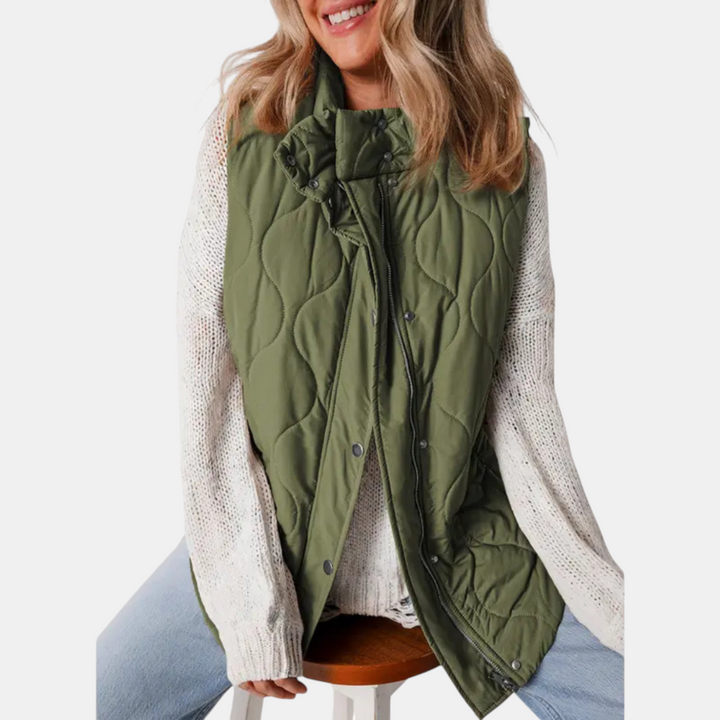 Cindy | Quilted Puffer Gilet with Zip &amp; Press-Studs