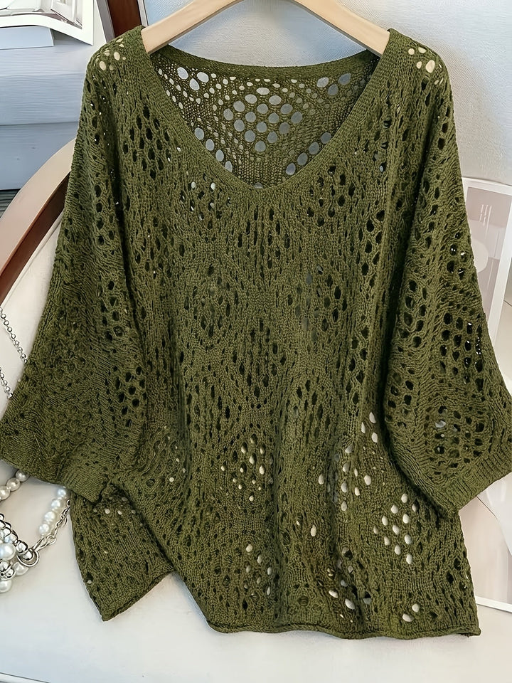 Edith™ | Open-Knit V-Neck Jumper