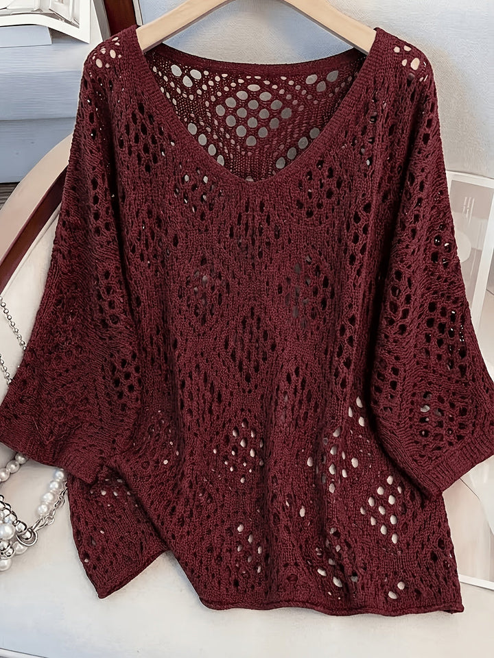 Edith™ | Open-Knit V-Neck Jumper