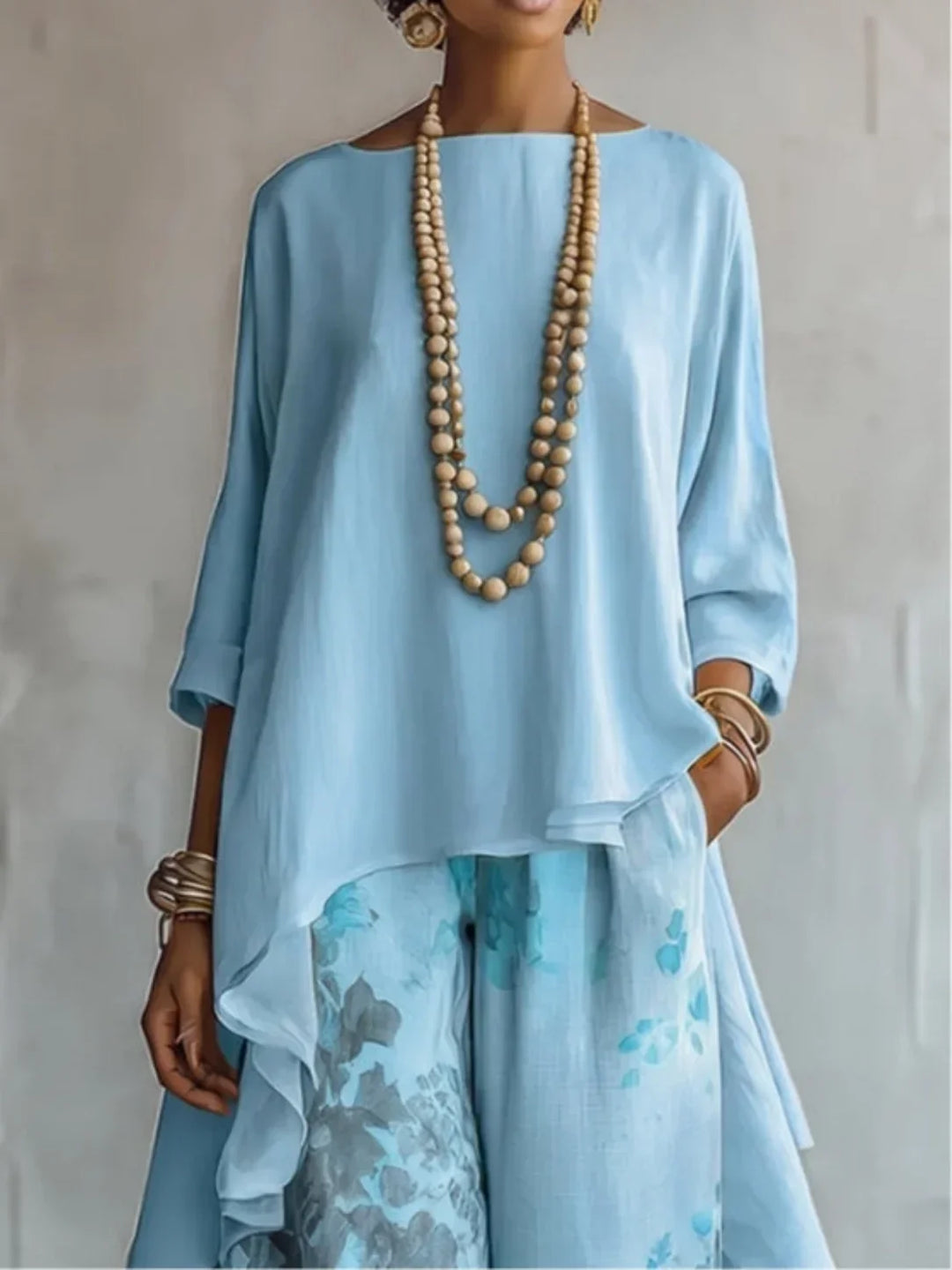 Federica | Asymmetric Floral Two-Piece Set