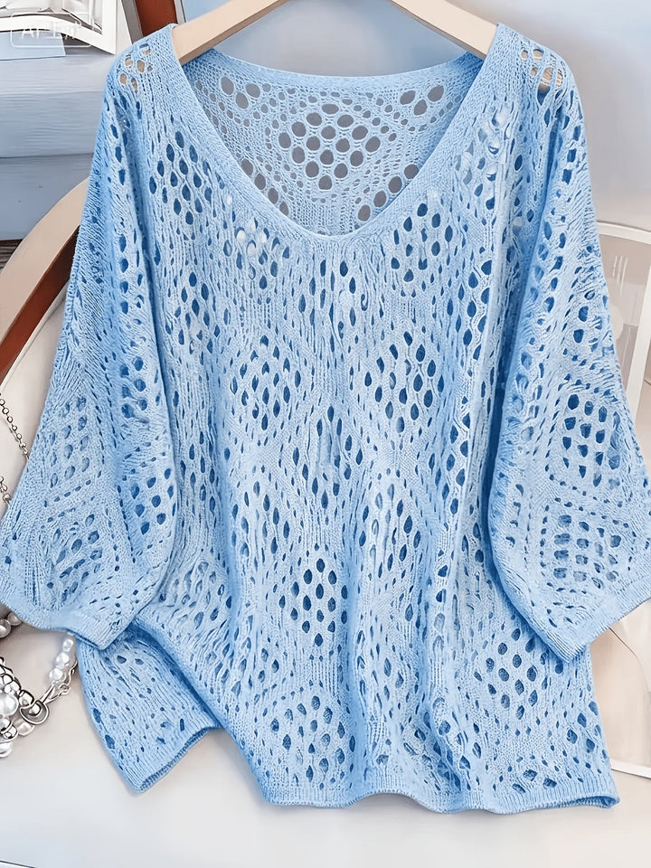 Edith™ | Open-Knit V-Neck Jumper