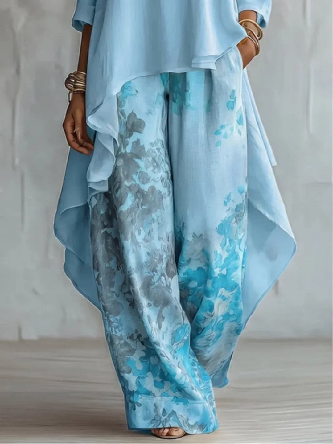 Federica | Asymmetric Floral Two-Piece Set