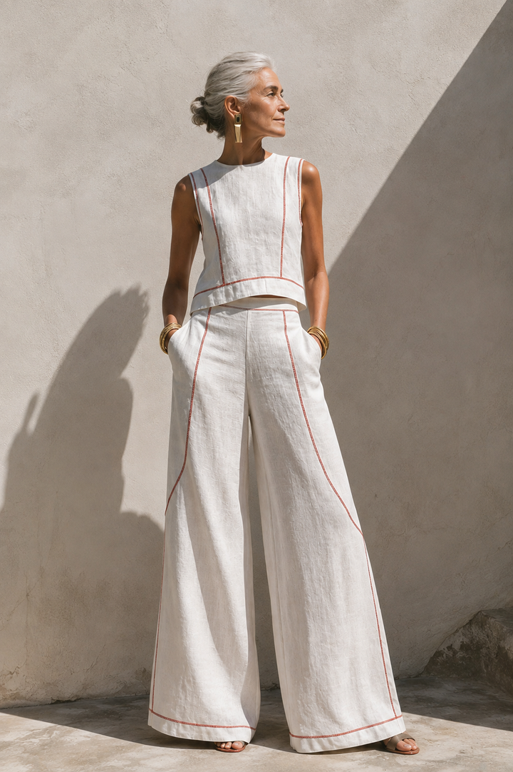 Harper | Elegant Contrast-Stitched Pants Set