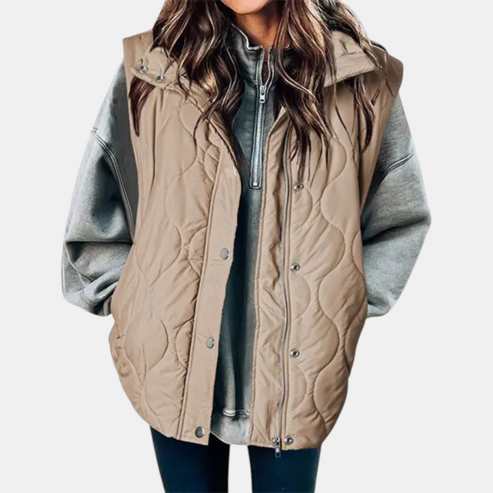 Cindy | Quilted Puffer Gilet with Zip &amp; Press-Studs