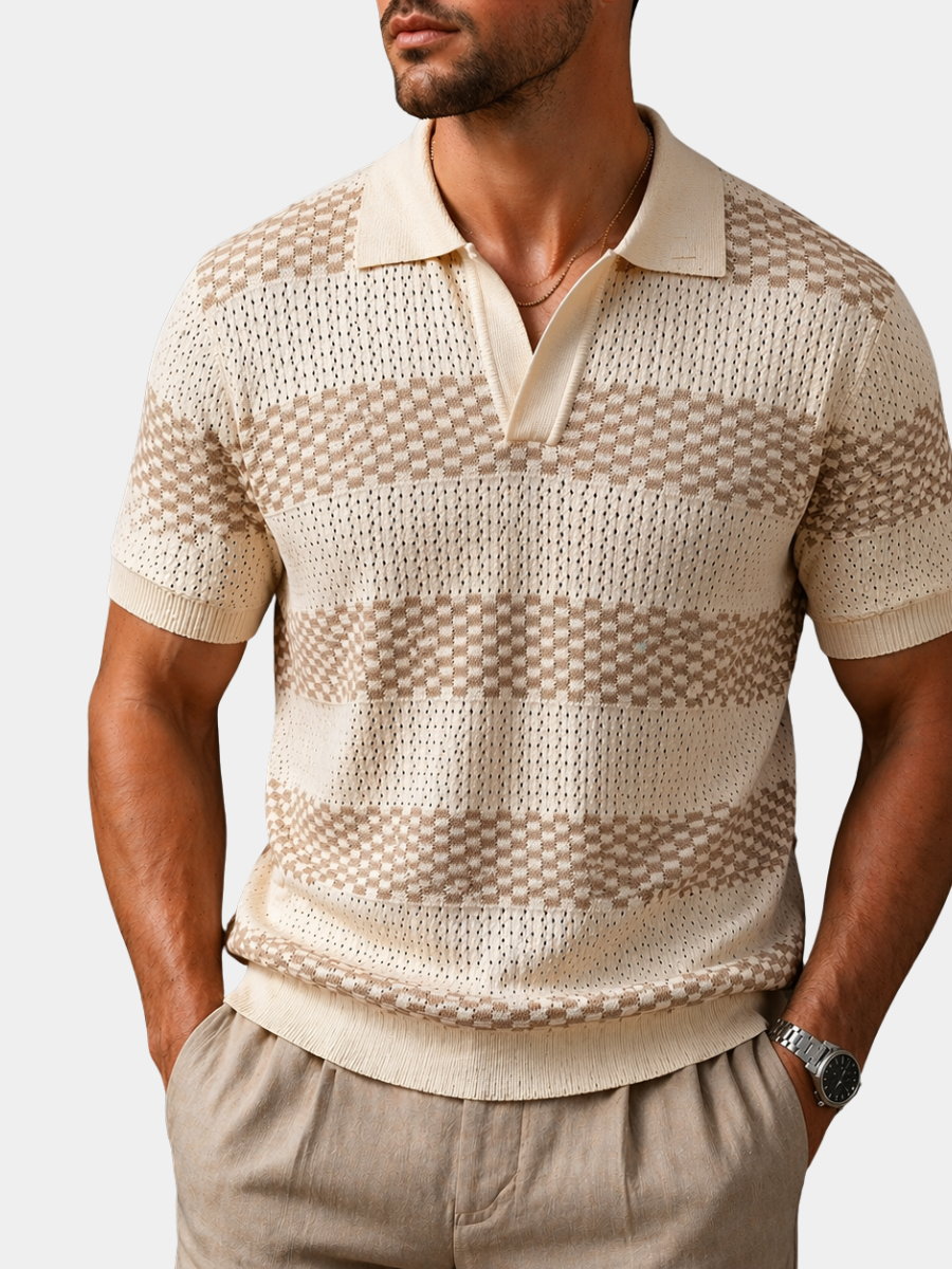 Laurent | Knitted Striped Polo Shirt