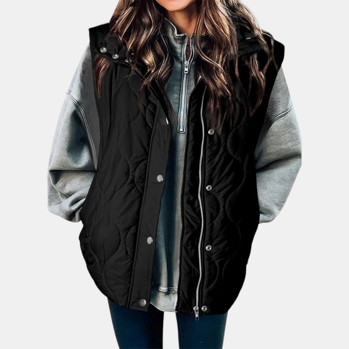 Cindy | Quilted Puffer Gilet with Zip &amp; Press-Studs