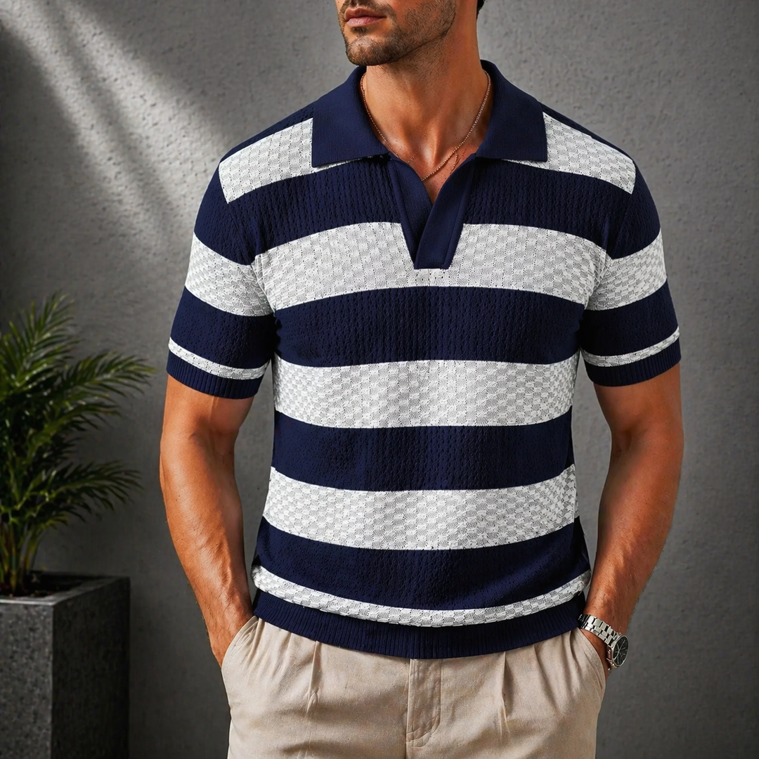 Laurent | Knitted Striped Polo Shirt