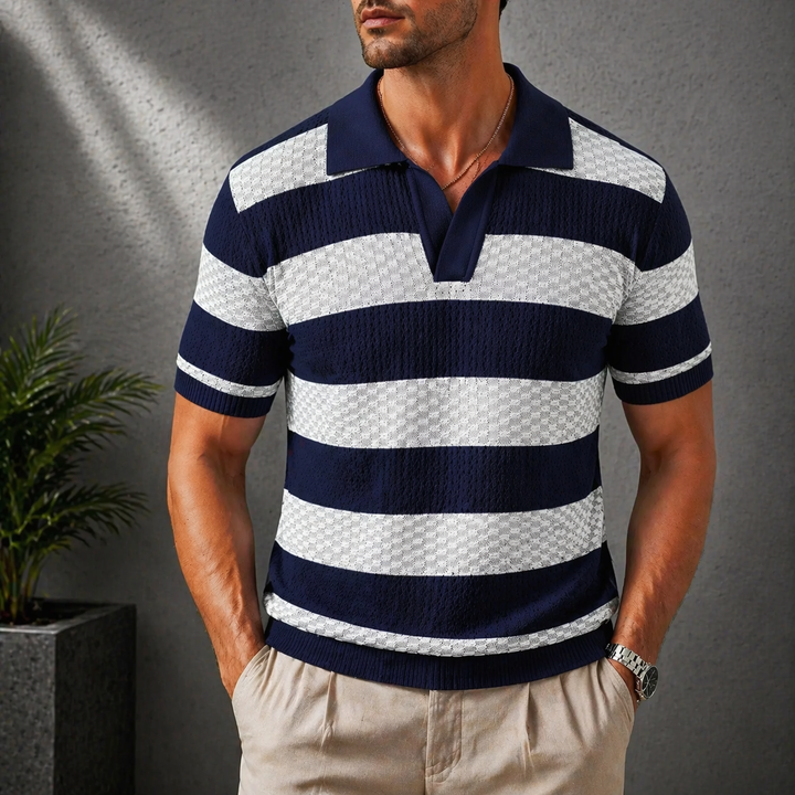 Laurent | Knitted Striped Polo Shirt