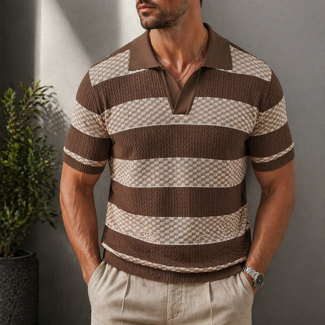 Laurent | Knitted Striped Polo Shirt
