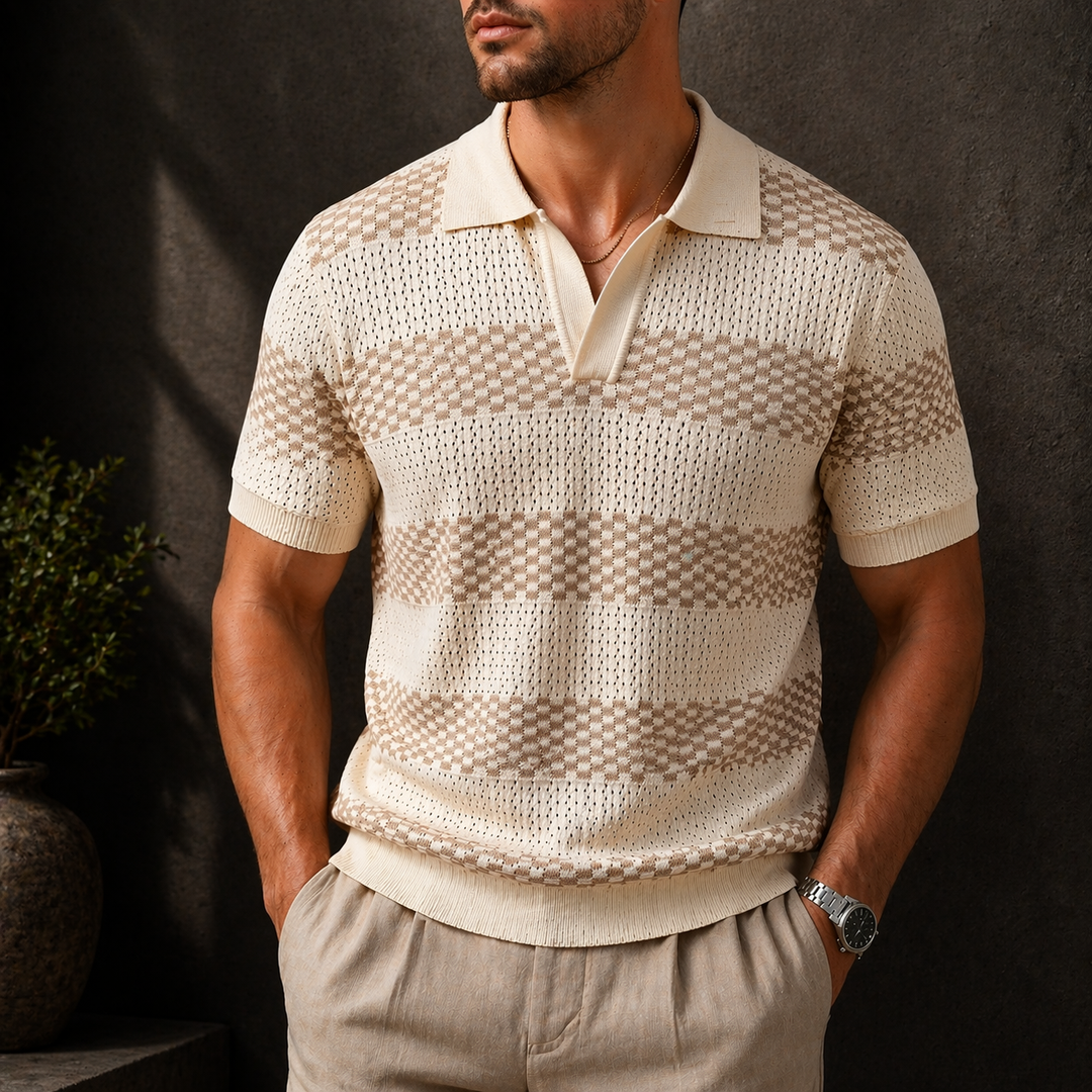 Laurent | Knitted Striped Polo Shirt