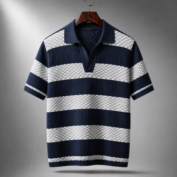 Laurent | Knitted Striped Polo Shirt