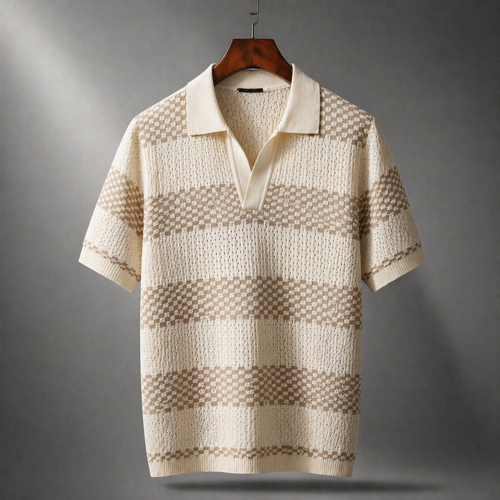 Laurent | Knitted Striped Polo Shirt