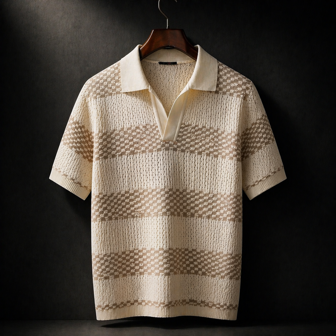 Laurent | Knitted Striped Polo Shirt