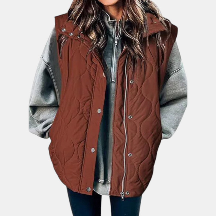 Cindy | Quilted Puffer Gilet with Zip &amp; Press-Studs