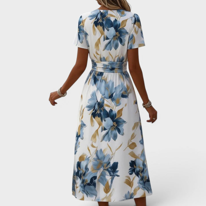 Ava™ | Floral Wrap Waist Midi Dress