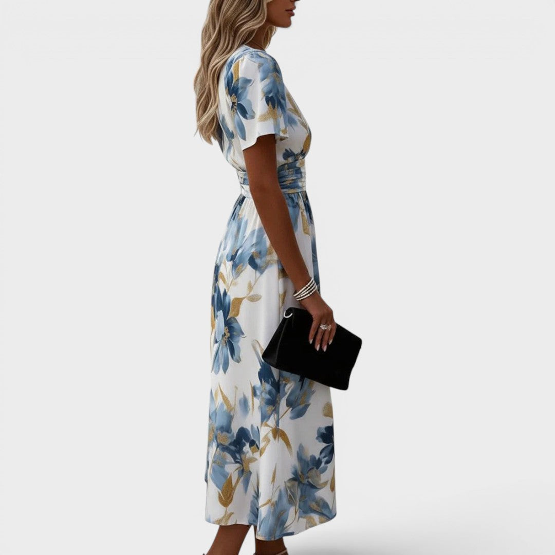 Ava™ | Floral Wrap Waist Midi Dress
