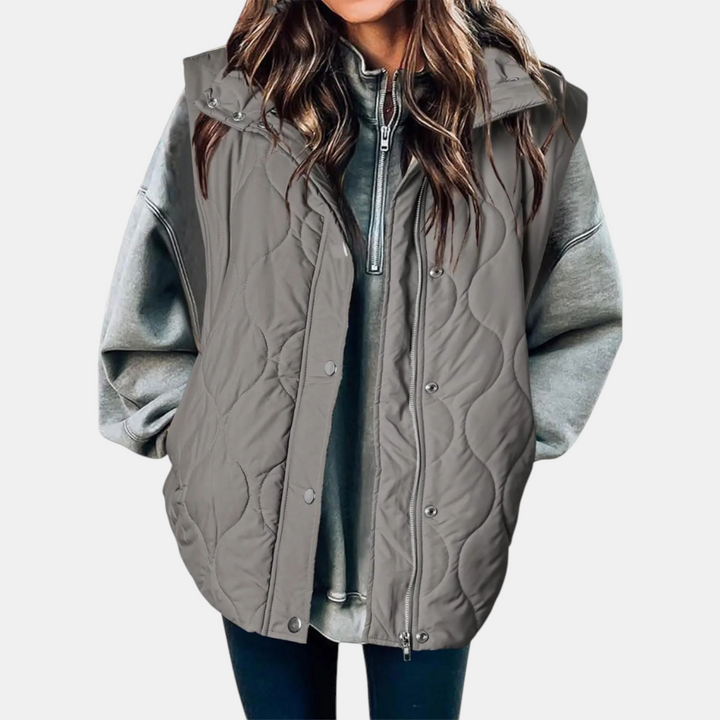 Cindy | Quilted Puffer Gilet with Zip &amp; Press-Studs