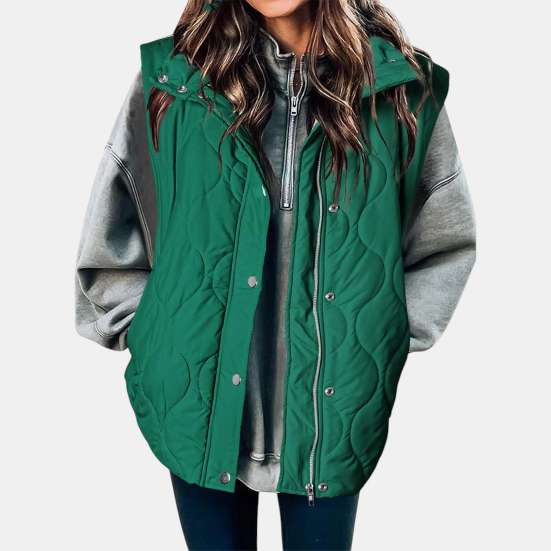 Cindy | Quilted Puffer Gilet with Zip &amp; Press-Studs