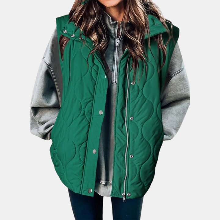 Cindy | Quilted Puffer Gilet with Zip &amp; Press-Studs