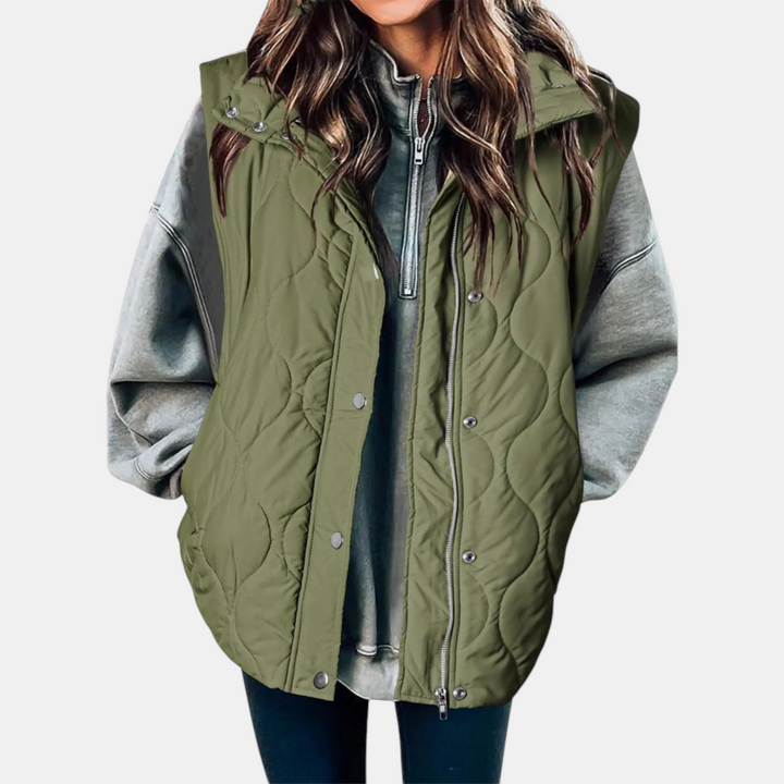 Cindy | Quilted Puffer Gilet with Zip &amp; Press-Studs