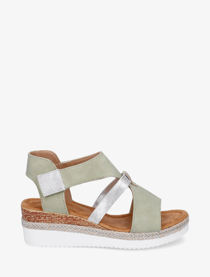 Velcro Strap Wedge Sandals - Vert amande