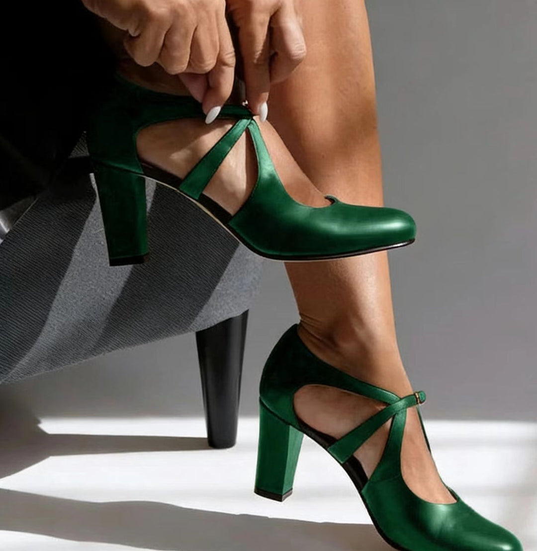 Camilla | Elegant Leather Comfort Heels
