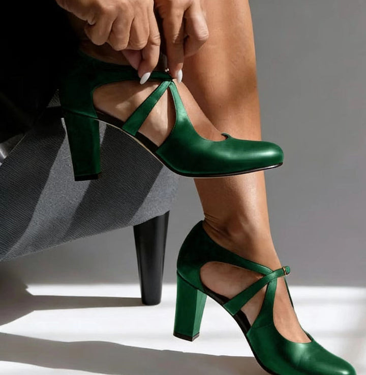 Camilla | Elegant Leather Comfort Heels