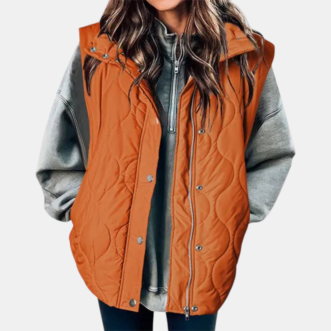 Cindy | Quilted Puffer Gilet with Zip &amp; Press-Studs