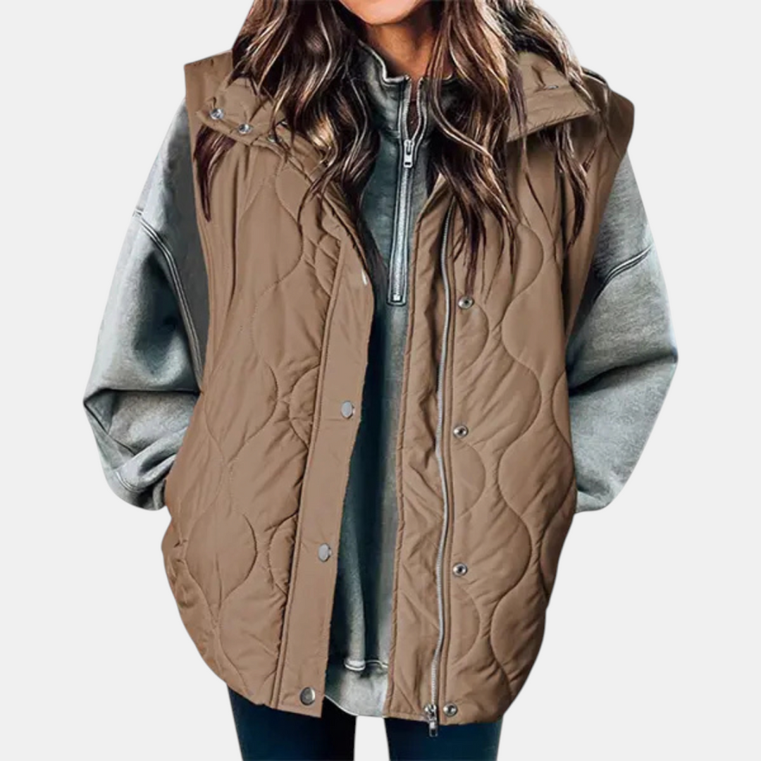 Cindy | Quilted Puffer Gilet with Zip &amp; Press-Studs
