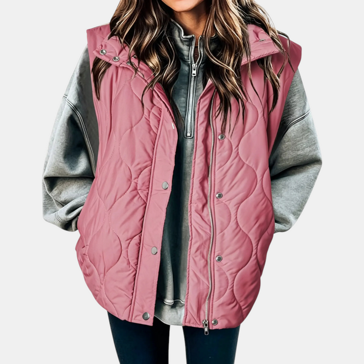 Cindy | Quilted Puffer Gilet with Zip &amp; Press-Studs