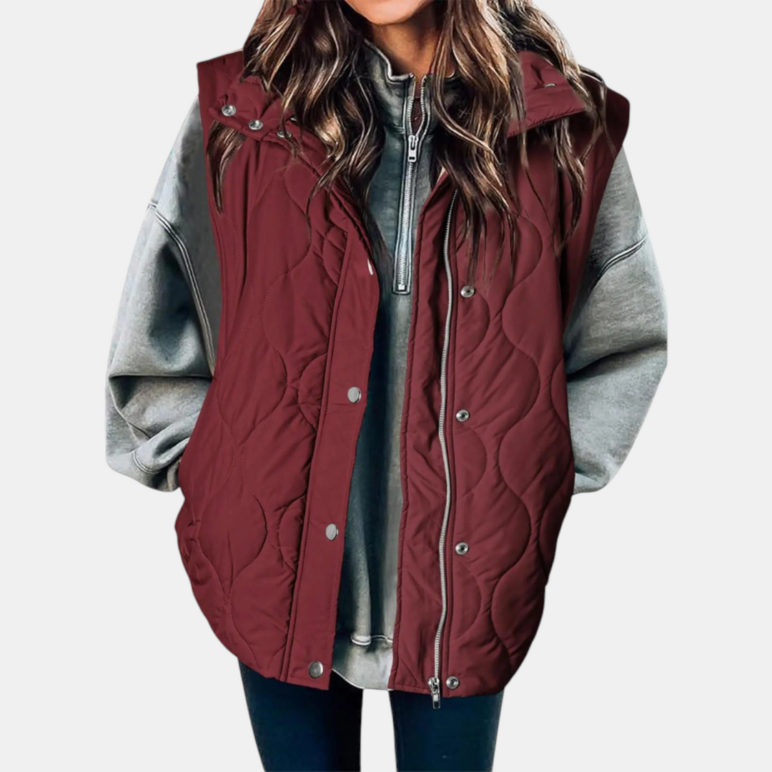 Cindy | Quilted Puffer Gilet with Zip &amp; Press-Studs