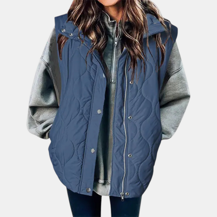 Cindy | Quilted Puffer Gilet with Zip &amp; Press-Studs