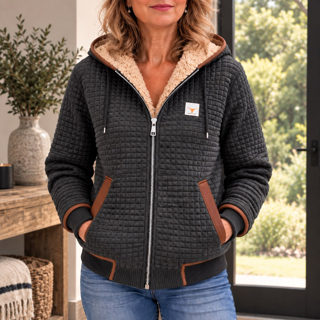 Silvana™ | Sherpa-Lined Quilted Zip-Up Hooded Jacket