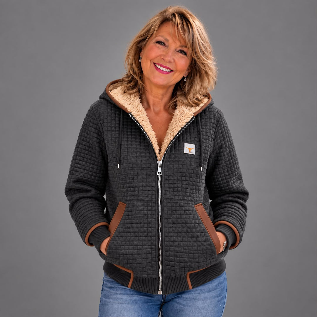 Silvana™ | Sherpa-Lined Quilted Zip-Up Hooded Jacket