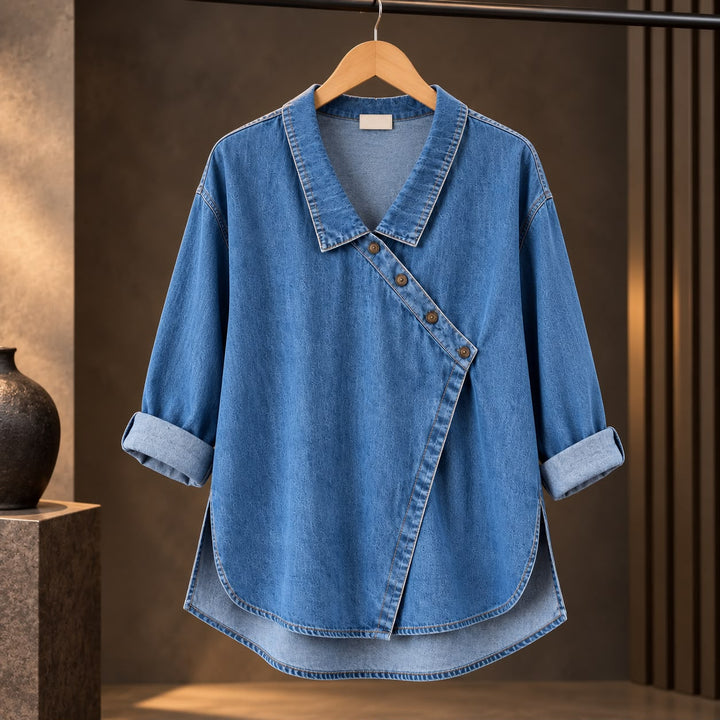 Veronica - Denim Button-Up Blouse