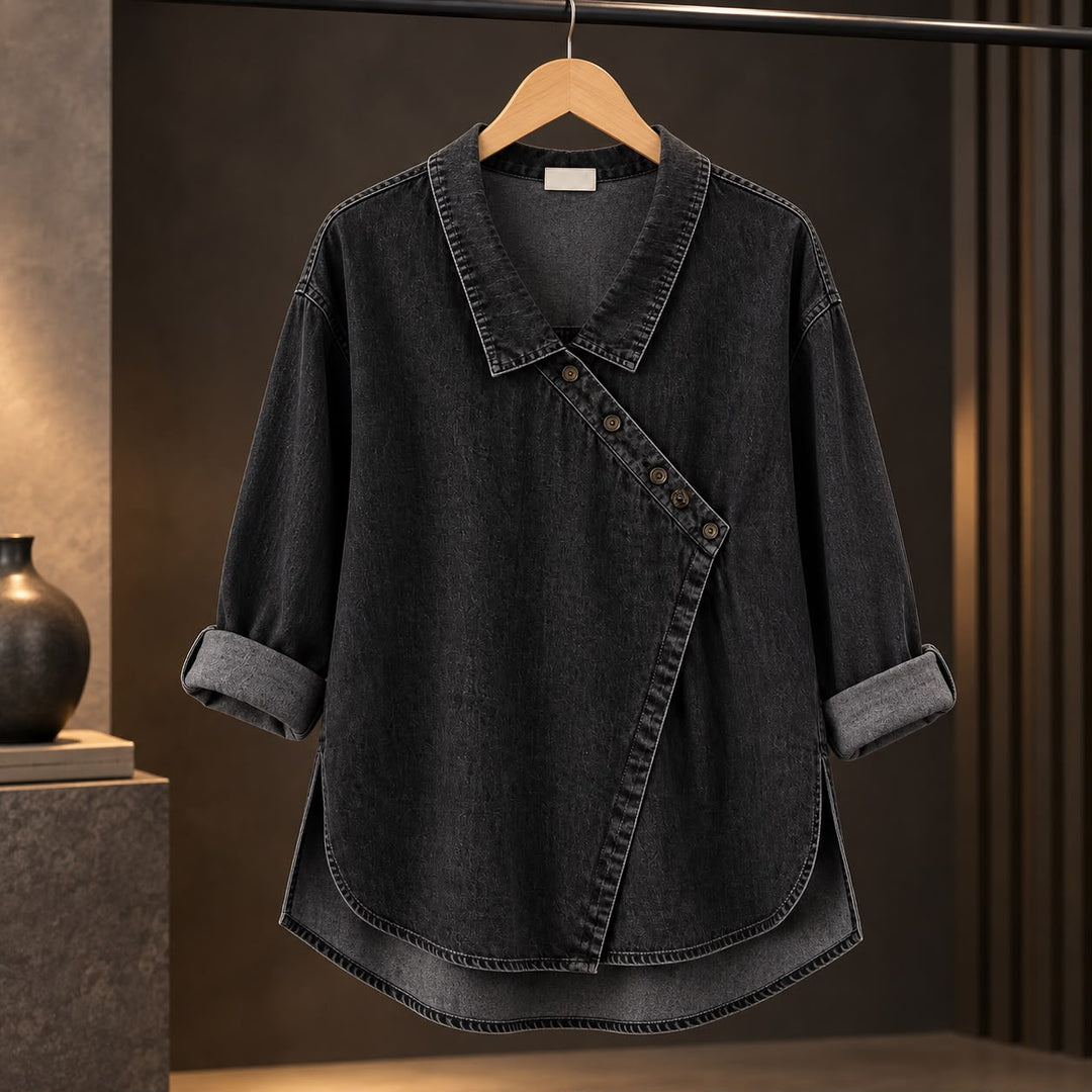 Veronica - Denim Button-Up Blouse