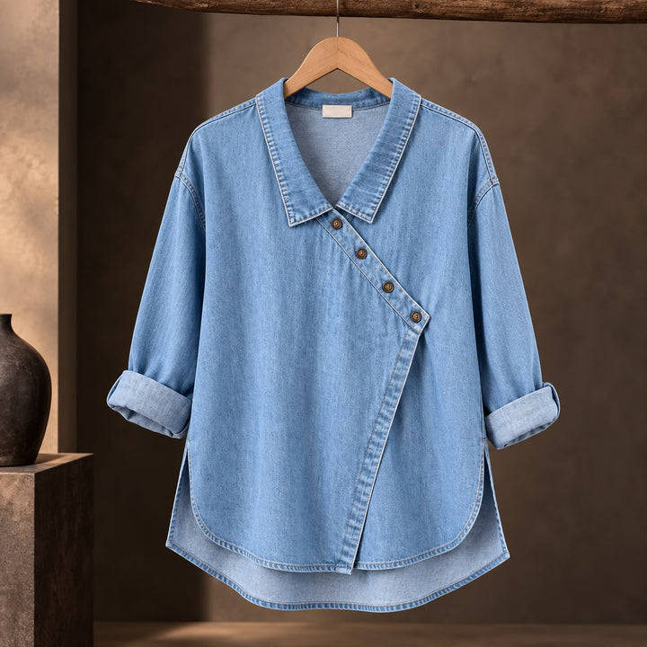 Veronica - Denim Button-Up Blouse