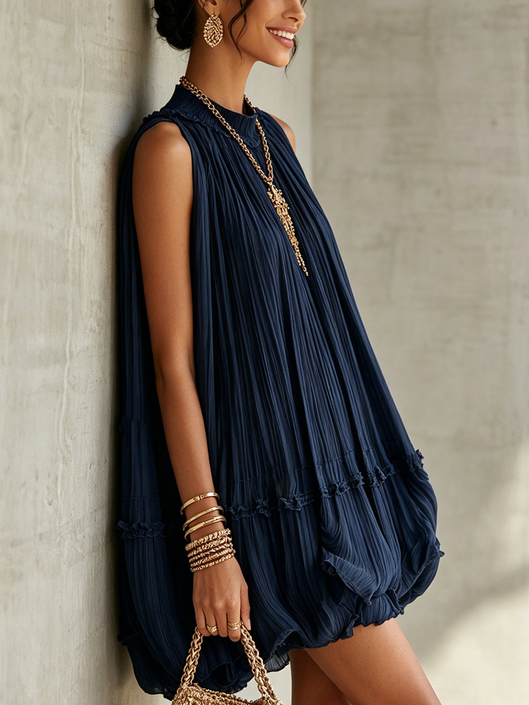 Camilla | Halter Neck Chiffon Balloon Mini Dress