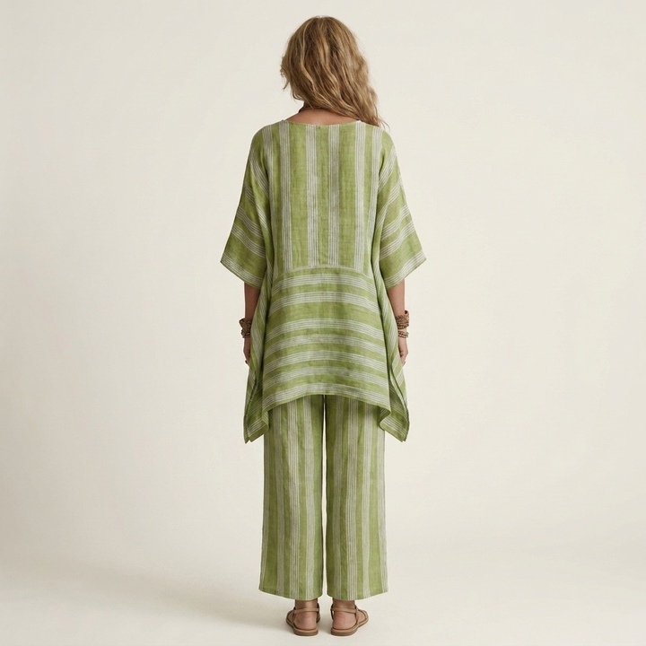 Kira | Two-Piece Striped Cotton-Linen Set
