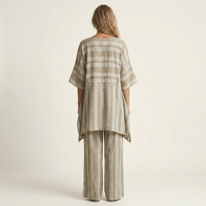 Kira | Two-Piece Striped Cotton-Linen Set