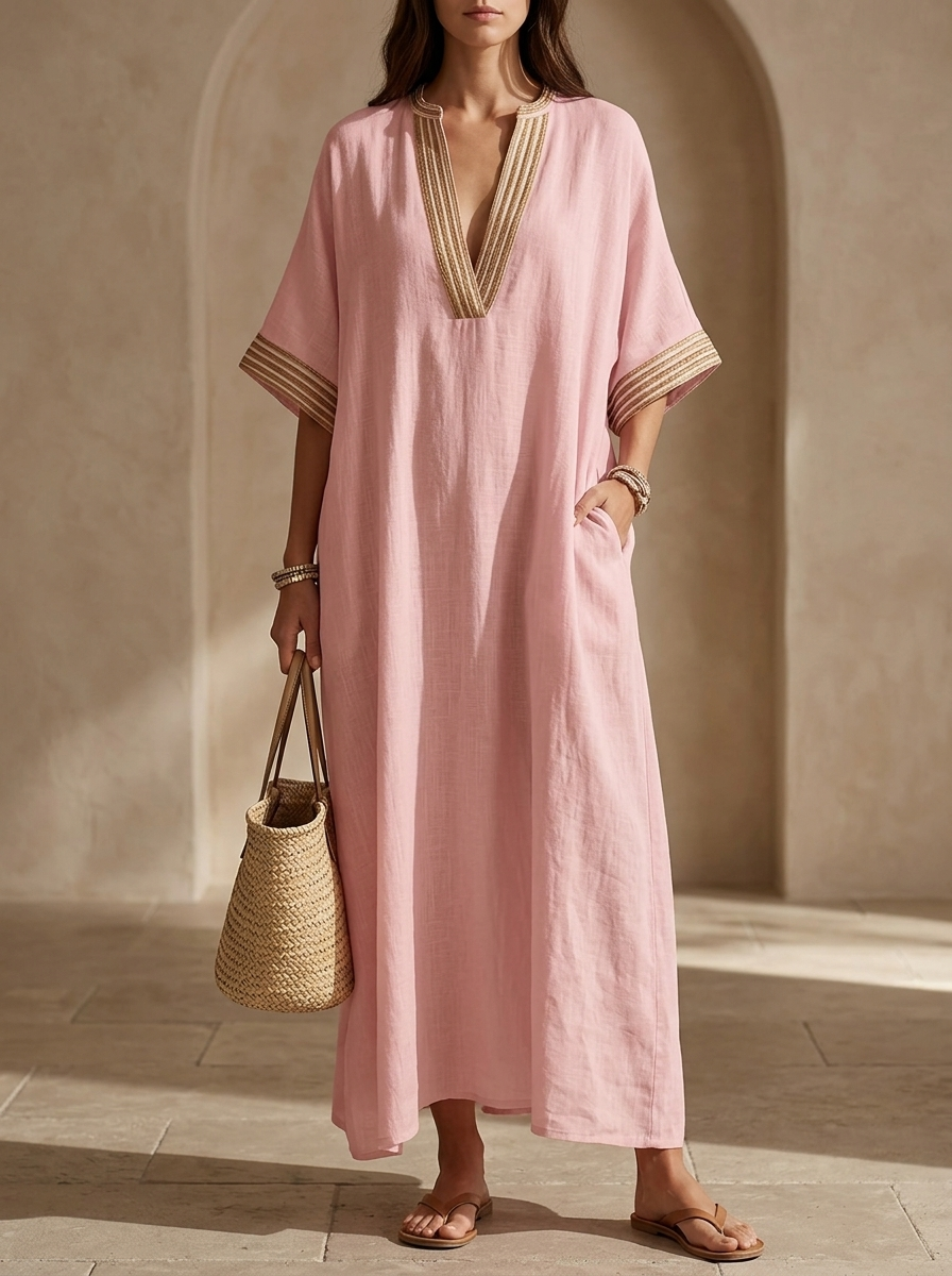 Winifred™ Braid Trim Kaftan Dress