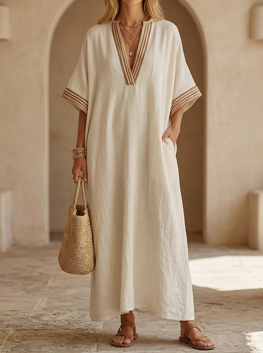 Winifred™ Braid Trim Kaftan Dress