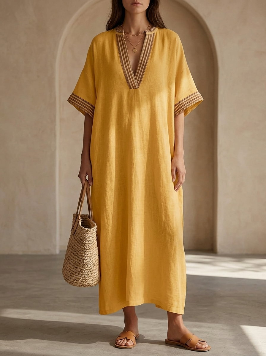 Winifred™ Braid Trim Kaftan Dress