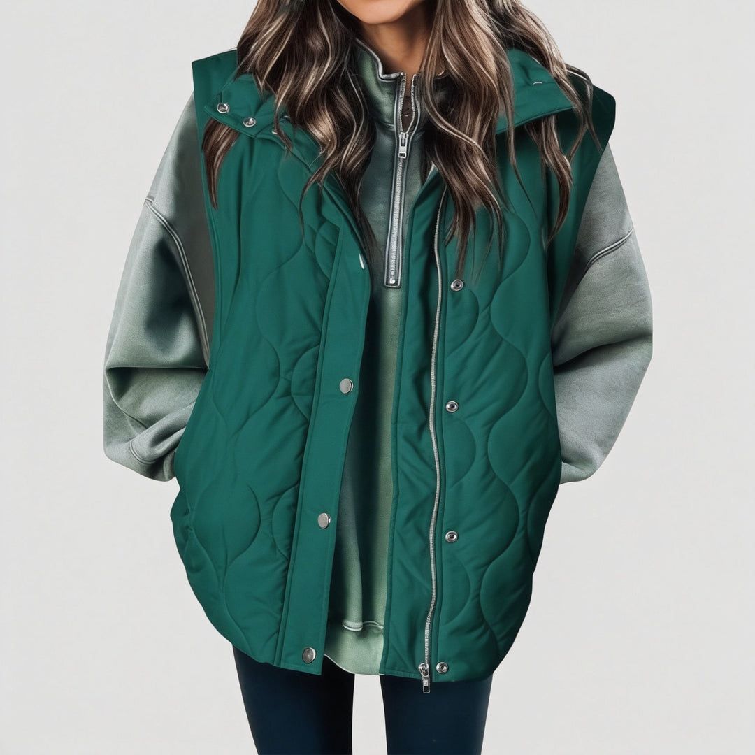 Cindy | Quilted Puffer Gilet with Zip &amp; Press-Studs