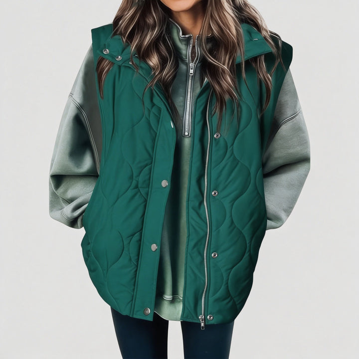 Cindy | Quilted Puffer Gilet with Zip &amp; Press-Studs