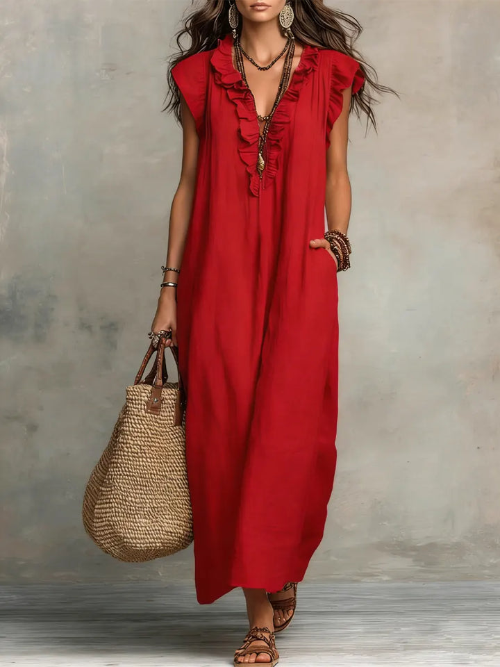 Camélia | Long Bohemian Linen &amp; Cotton Dress